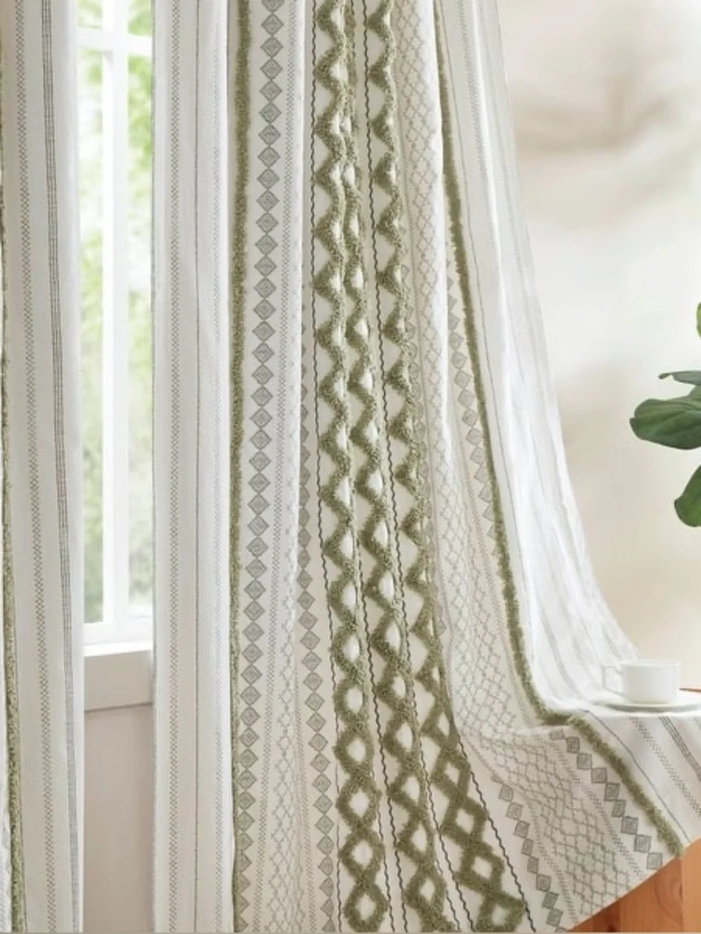 INK+IVY Imani Cotton Printed Curtain Panel Chenille Stripe 50x108